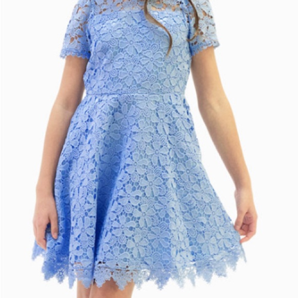 Rare Editions Blue A-Line Puff Sleeve Cocktail Dress